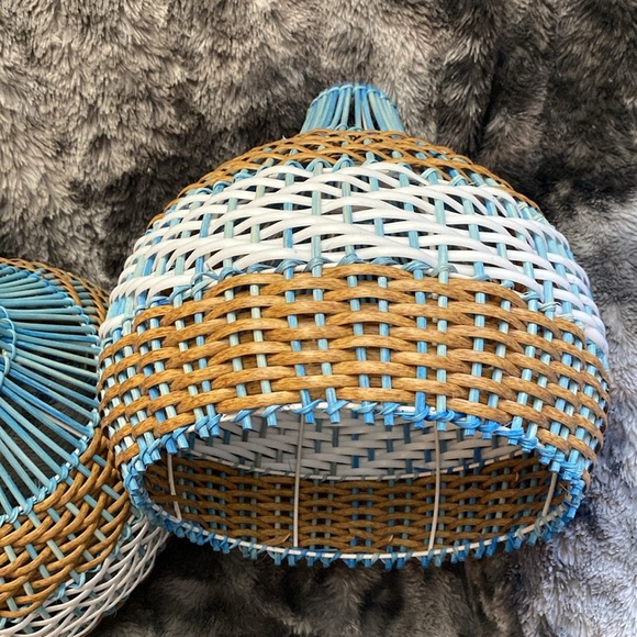 NIB 2 Unique Royal Blue Rattan Pendant Light Handwoven
Round Lamps - Picture 2 of 16